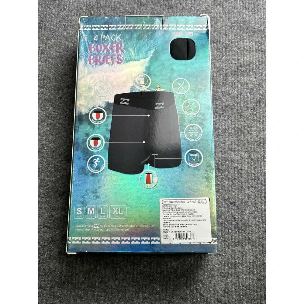 Billabong Performance Mesh Microfiber Boxer Briefs 4 Pack‎ Men's Size XL - Picture 4 of 9